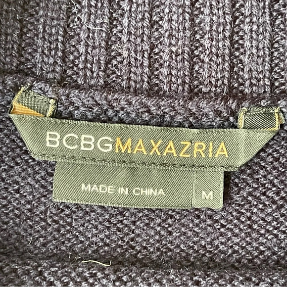 BCBGMAXAZRIA lamb Wool Navy blue turtle neck Sweater Dress long sleeve size M - Picture 6 of 7